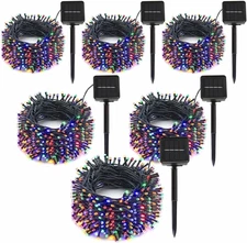 6-Pack Solar String Lights, 600 LED Extra-Long 236Ft Solar Christmas Lights Outd