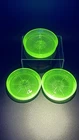 Vintage Federal Glass Uranium Glass Coasters - Starburst Pattern - Set of 3