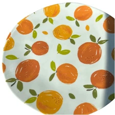 Set Of 4 Melamine Orange Citrus 9” Plates - Used