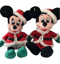 Christmas Santa Mickey Mouse  Minnie Plush Disney Store 7" Vintage 90s NWT