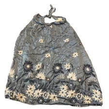 Boho Vintage Made in Italy Designer Floral Halter Top Viscose Silk Blue S