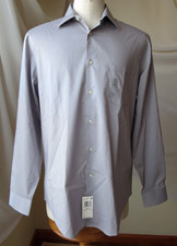 ARROW FITTED STRETCH MEN'S LIGHT GRAY SHIRT LONG SLEEVE BUTTON UP L 34/35 NEW
