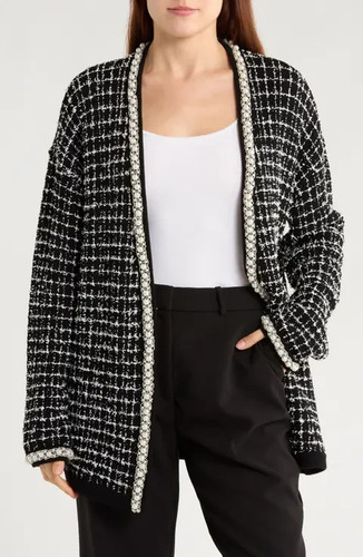 Cárdigan Alice + Olivia Bradford con cuentas frente abierto nuevo con etiquetas $695 M