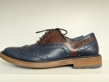 Salvatore Ferragamo Oxford Navy Oxblood Brogue Leather Dress Derby Mens 7