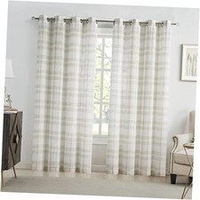 and White Buffalo Check Curtains Plaid Window 55"W x 95"L Pack of 2 Tan
