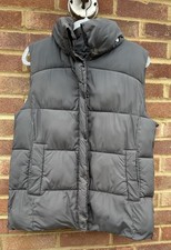 Mint Velvet Gilet Jacket Grey Zip and Button puffer Body Warmer Womens Large L