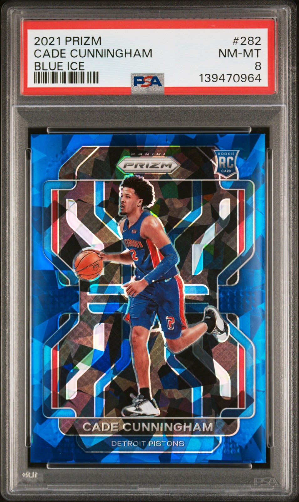 2021 PANINI PRIZM BLUE ICE #282 CADE CUNNINGHAM 52/125 PSA 8