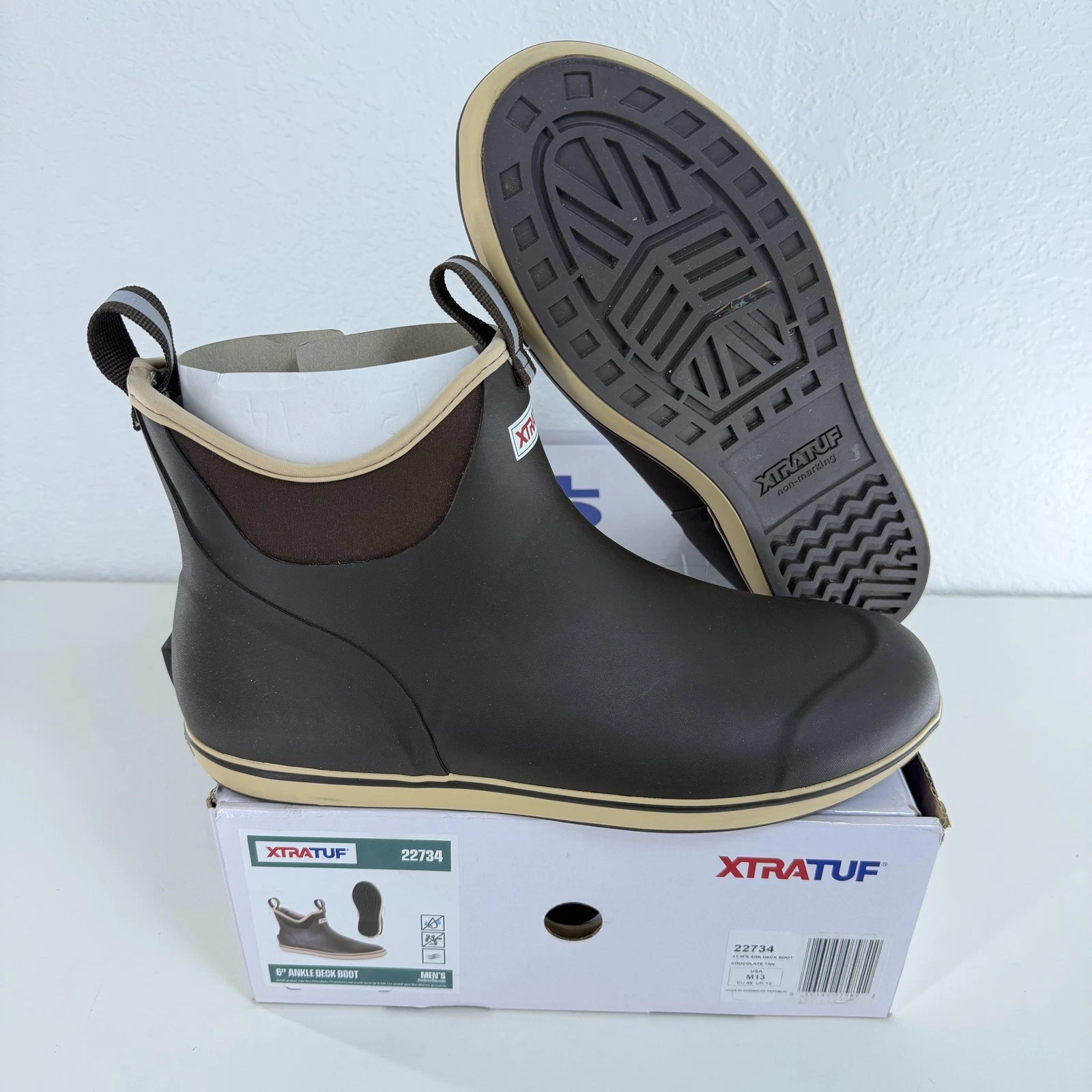 Xtratuf 6" Ankle Deck Boots Mens Size 13 Brown Waterproof Slip Resistant 22734