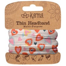 Karma Hearts Headband for Women - Thin - Fabric Headband and Stretchy Hair Sc...