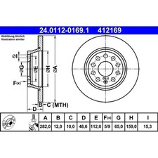Bremsscheibe ATE 24.0112-0169.1 (2 Stk.) für VW Seat Skoda Audi Passat B7 Leon