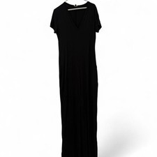 Black Short Sleeve V-Neck Jumpsuit for Women