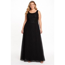 Xscape Black Lace Chiffon Overlay Evening Dress Plus 18W 2010s