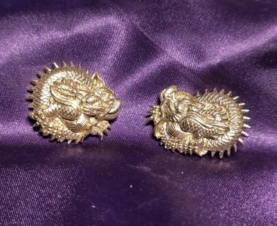 pair of menuki dargon For tsuka  of Japanese Samurai Katana 18k gold plated 