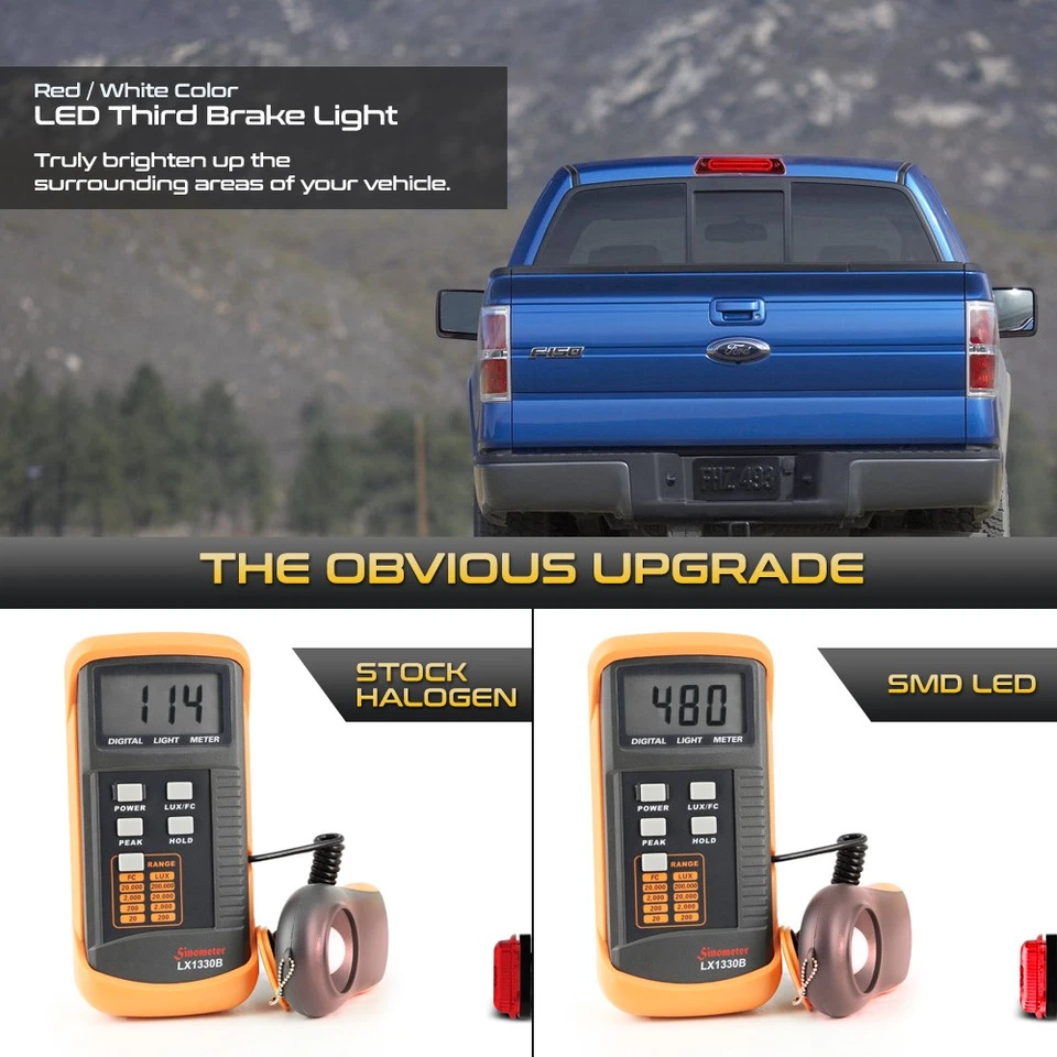 Full LED Chrome Third Brake Tail Cargo CHMSL Light For 2009-2014 Ford F150 Truck Foto 3 de 4