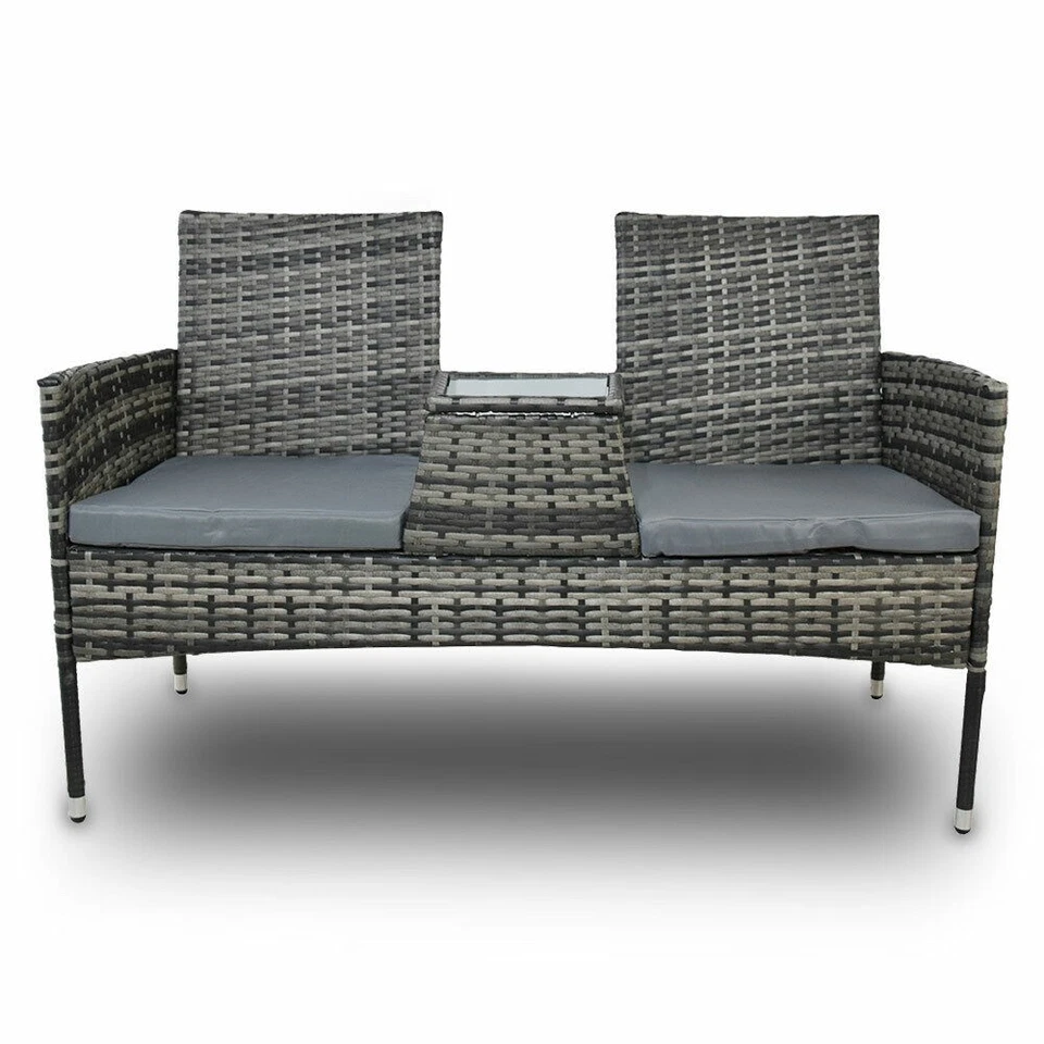 Zweisitzer Sitzbank Gartenbank Rattan für Garten Terrasse Lounge LACESTONE - Bild 2 von 4