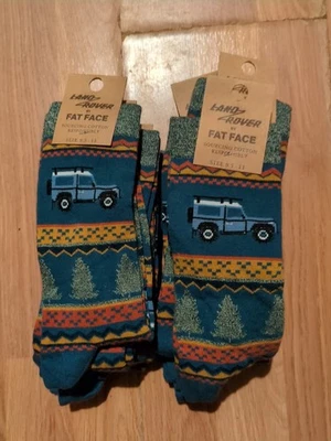 FAT FACE Land rover Fairisle Tree Socks Size 9.5-11 BNWT