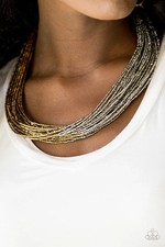 Paparazzi  Flashy Fashion Brass Seed Bead Necklace and Earring Set