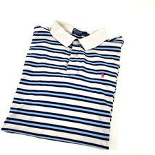Polo Ralph Lauren Men's XL Short Sleeve Polo Blue White Stripe 100 Cotton
