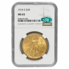 1914S Saint Gaudens Double Eagle $20 NGC MS 65 CAC