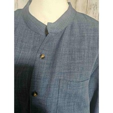 ConJuess Men's XXL Blue Mandarin Collar Shirt Kurta Inspired Ethnic Boho