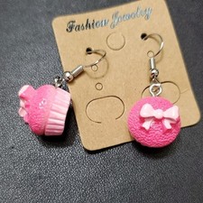 Pink cupcake earrings