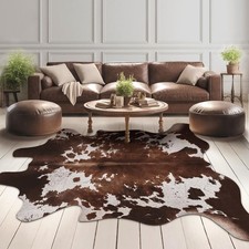 Faux Cowhide Cow Print Rug: 4.6 x 5.2 Feet Cow Hide Animal Print Area Carpet ...