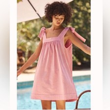 Free People Honey Tie Shoulder Mini Dress SMALL in Coastal Pink Summer Trendy