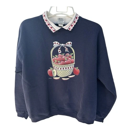 Vintage Nutmeg Mills Apple Basket Sweatshirt L USA Cottage Core Granny Core Fall