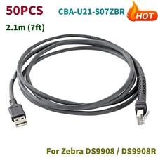 50PCS CBA-U21-S07ZBR USB Cable 2.1m 7ft For Zebra DS9908 / DS9908R