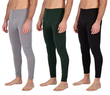 Real Essentials Men's Thermal Underwear 3 Pack Fleece Lined Base Layer Long John