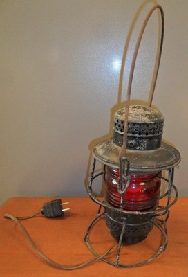 Vintage SOUTHERN RAILROAD LATERNE, Lampe, rote Kugel, elektrisch, funktioniert, Adlake