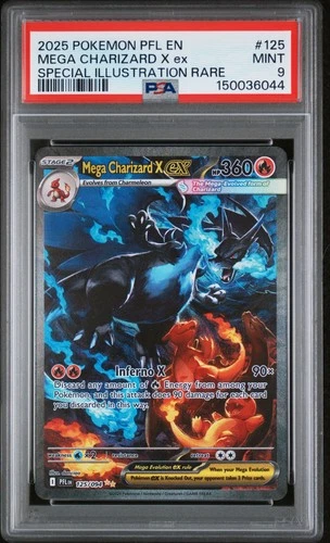 2025 POKEMON PFL SPECIAL ILLUSTRATION RARE #125 MEGA CHARIZARD X EX PSA 9