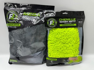 ExoForma Mega Car Drying Towel  36x24in + Chenille Wash Mitt 8x11in