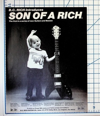 B.C. Rich Son of a Rich 1980 Guitars & Basses Vintage Magazine Ad Ephemera