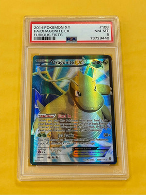 2014 Pokemon Xy Furious Fists Dragonite EX Full Art #108/111 PSA 8