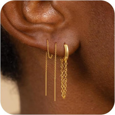 Dangle Earrings for Women Trendy, Dainty 14K Gold Plated Chain Earrings for Wome