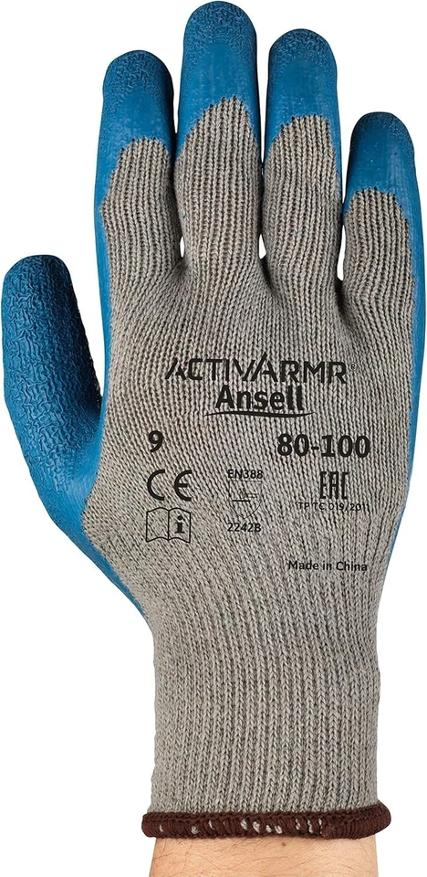 12- GUANTES DE TRABAJO PEQUEÑOS de goma AZUL recubiertos de palma jardinería paisajismo construcción Foto 4 de 4