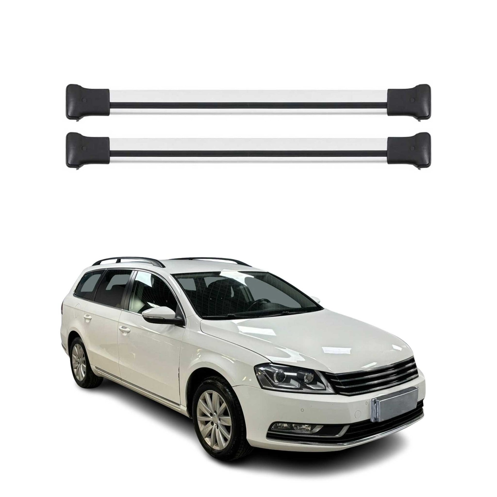 Barres de toit OMAC premium en alu gris anodisé pour Passat B7 Variant