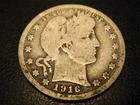 1916-D 90% Silver Barber Quarter FULL RIMS