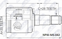 NPW-MS-042 Nty Gelenksatz, Antriebswelle FüR Hyundai,Hyundai (Huatai),Mitsubishi