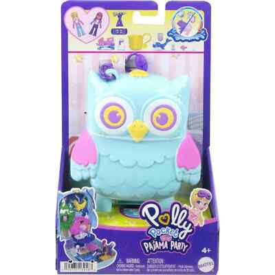 Polly Pocket Pajama Party Snowy Sleepover Owl Compact Playset with 2 Micro Dolls