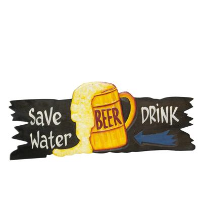Wandschild Tiki Style Strandbar Deko Holz Save Water Beer Bier Schild ca. 50 cm