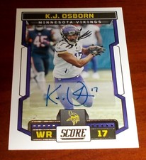 2023 Score K.J. OSBORN AUTOGRAPHED CARD #115 - UNIQUE LOOKING AUTO! WR!