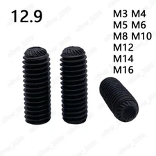 Black 12.9 Steel Hex Socket Set Screw With Knurled Cup Point Grub Screws DIN916K