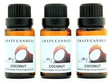 3 Coconut 1/2oz Premium Grade Scented Fragrance Oil Crazy Candles