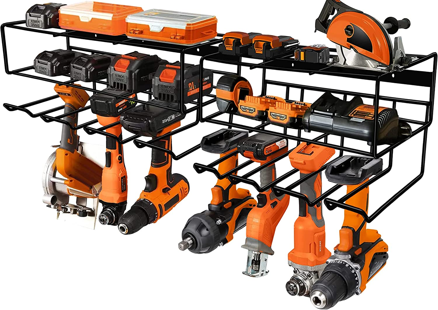 2 Pack Heavy Duty Wall Mounted Power Tool Organizer Floating Tool Shelf Storage