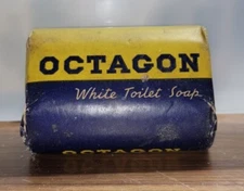  1930's Octagon White Toilet Soap - Rare Blue Label. Colgate Palmolive Peet Co.
