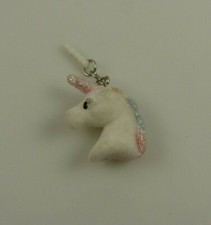 Unicorn head fuzzy rainbow charm cell phone or fits Ipad charm ear cap dust plug
