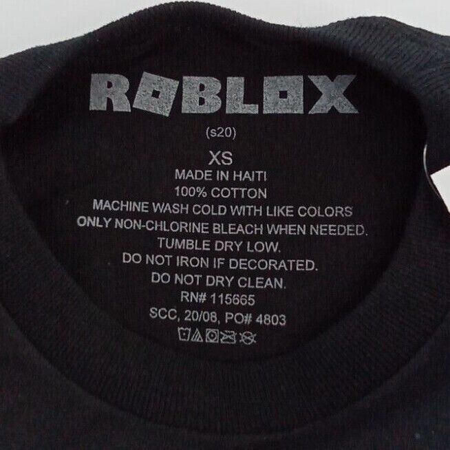 Roblox Youth Boys White Square Logo Black Tee Shirt New XS(4-5