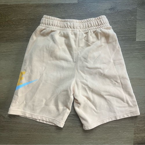 Nike Boys Peach Pastel Sweat Shorts Side Swoosh Boy’s Medium Yellow Blue - Picture 5 of 5
